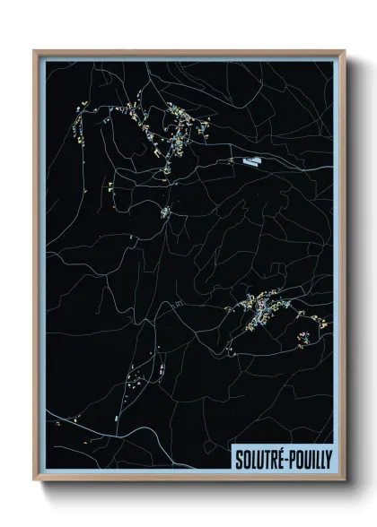 Une affiche de carte sur Solutré-Pouilly
