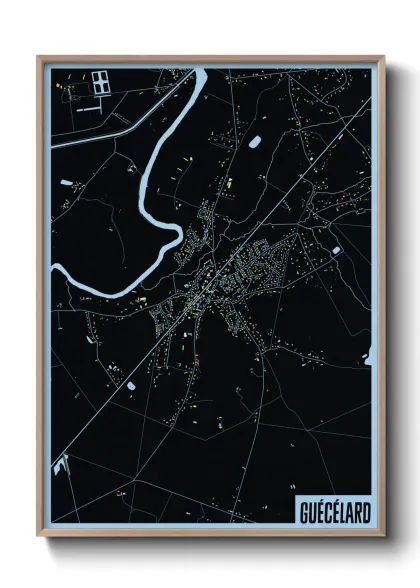 Une affiche de carte sur Guécélard
