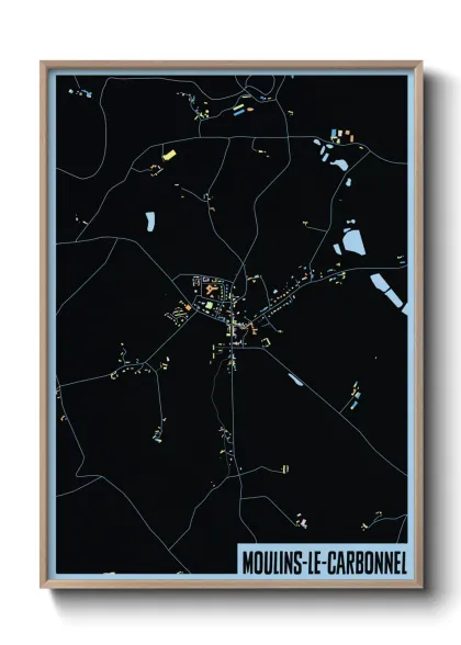 Une affiche de carte sur Moulins-le-Carbonnel