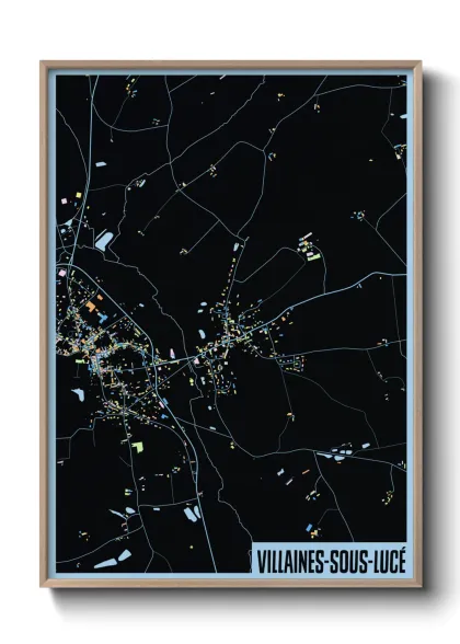 Une affiche de carte sur Villaines-sous-Lucé