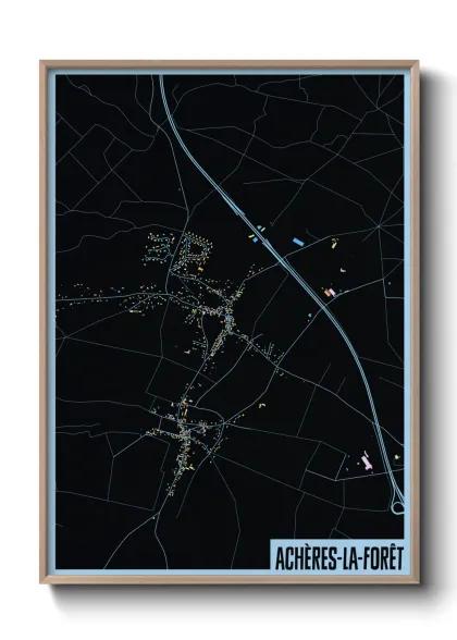 Une affiche de carte sur Achères-la-Forêt