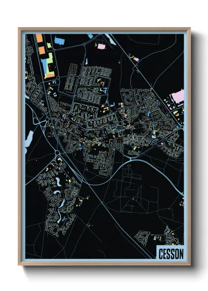 Une affiche de carte sur Cesson