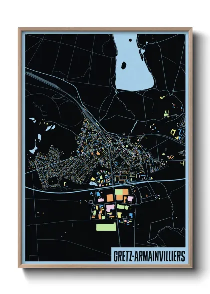 Une affiche de carte sur Gretz-Armainvilliers
