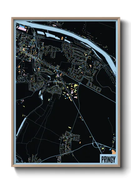 Une affiche de carte sur Pringy