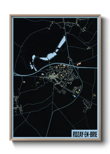 Une affiche de carte sur Rozay-en-Brie