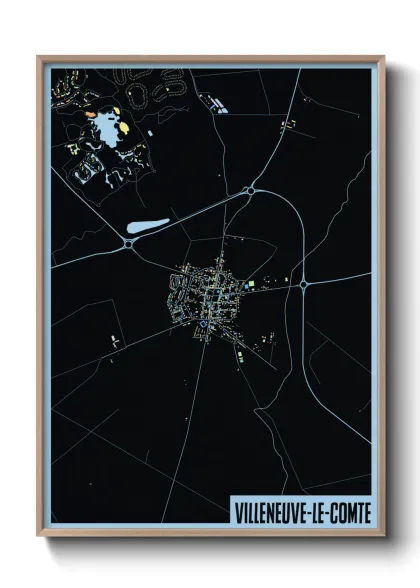 Une affiche de carte sur Villeneuve-le-Comte