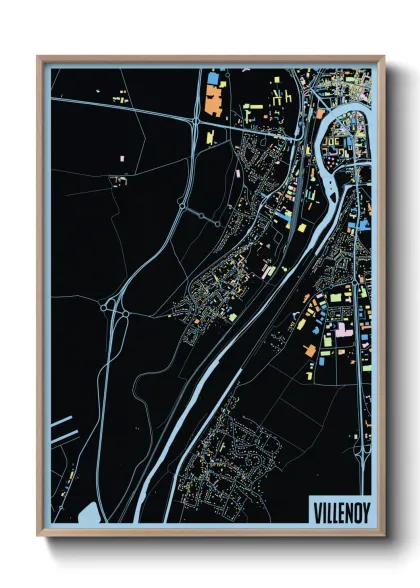 Une affiche de carte sur Villenoy