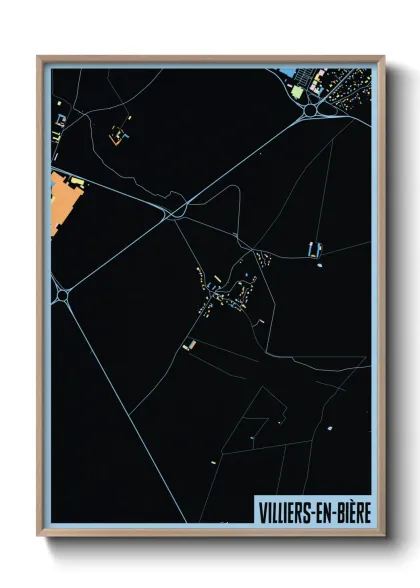 Une affiche de carte sur Villiers-en-Bière