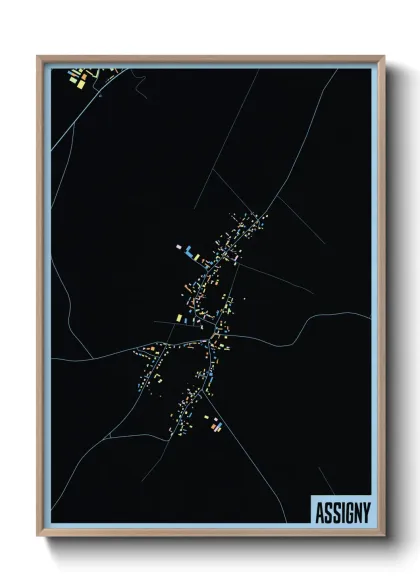 Une affiche de carte sur Assigny