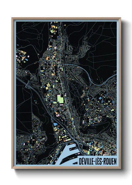 Une affiche de carte sur Déville-lès-Rouen