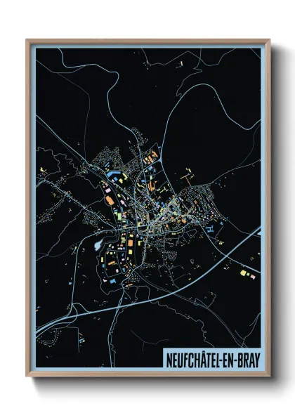 Une affiche de carte sur Neufchâtel-en-Bray