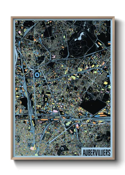 Une affiche de carte sur Aubervilliers