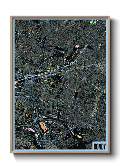 Une affiche de carte sur Bondy