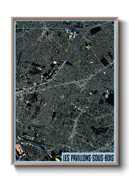 Une affiche de carte sur Les Pavillons-sous-Bois