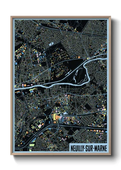 Une affiche de carte sur Neuilly-sur-Marne