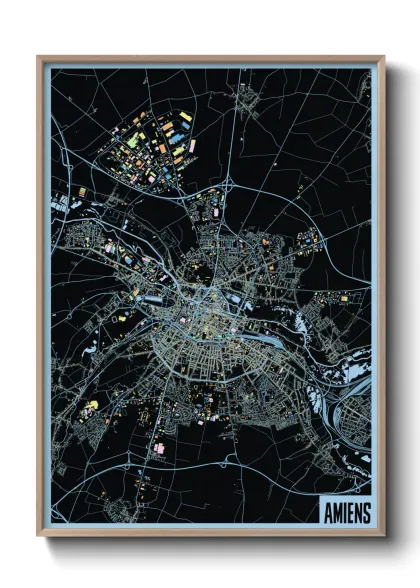 Une affiche de carte sur Amiens