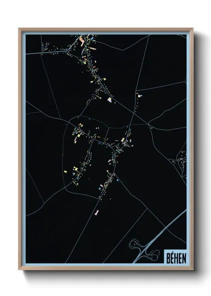 Une affiche de carte sur Béhen