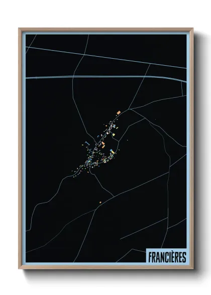 Une affiche de carte sur Francières