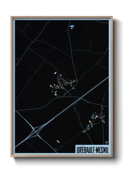 Une affiche de carte sur Grébault-Mesnil