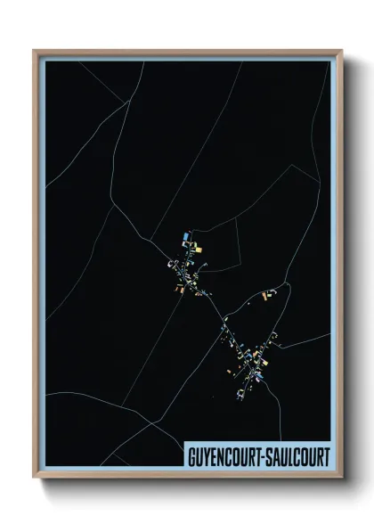 Une affiche de carte sur Guyencourt-Saulcourt