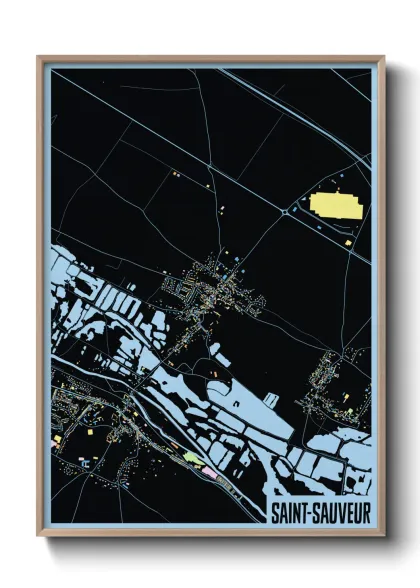 Une affiche de carte sur Saint-Sauveur