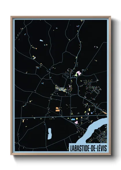 Une affiche de carte sur Labastide-de-Lévis