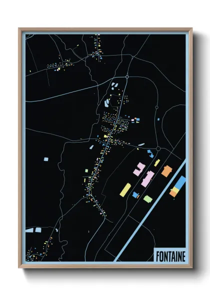 Une affiche de carte sur Fontaine