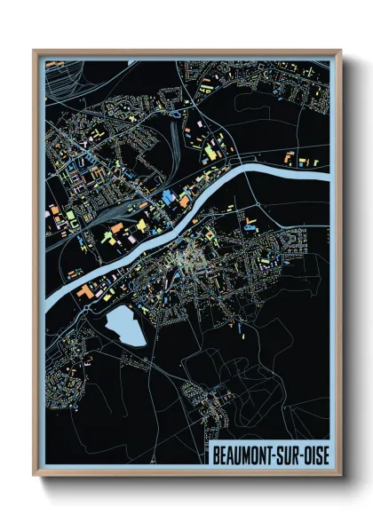 Une affiche de carte sur Beaumont-sur-Oise