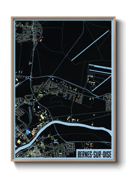 Une affiche de carte sur Bernes-sur-Oise