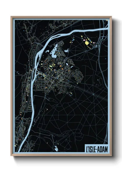 Une affiche de carte sur L'Isle-Adam