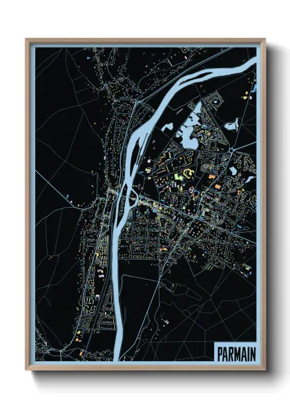 Une affiche de carte sur Parmain
