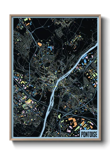 Une affiche de carte sur Pontoise