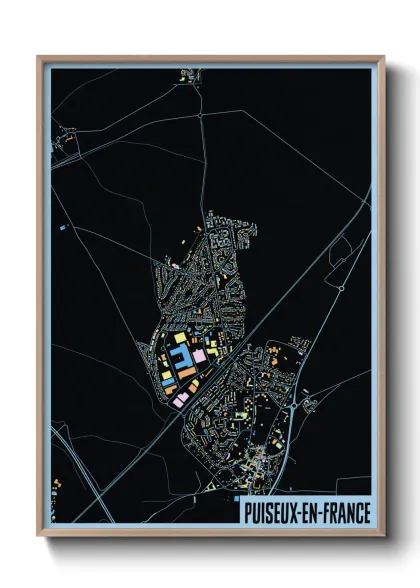 Une affiche de carte sur Puiseux-en-France