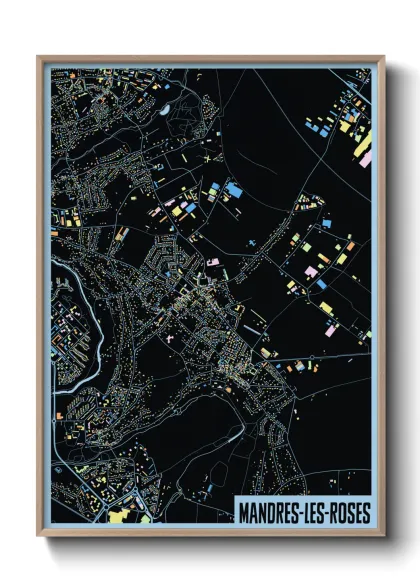 Une affiche de carte sur Mandres-les-Roses