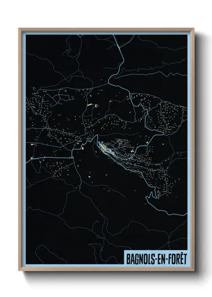 Une affiche de carte sur Bagnols-en-Forêt