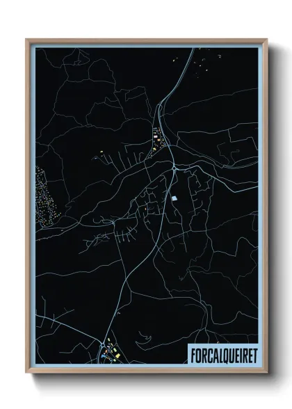 Une affiche de carte sur Forcalqueiret