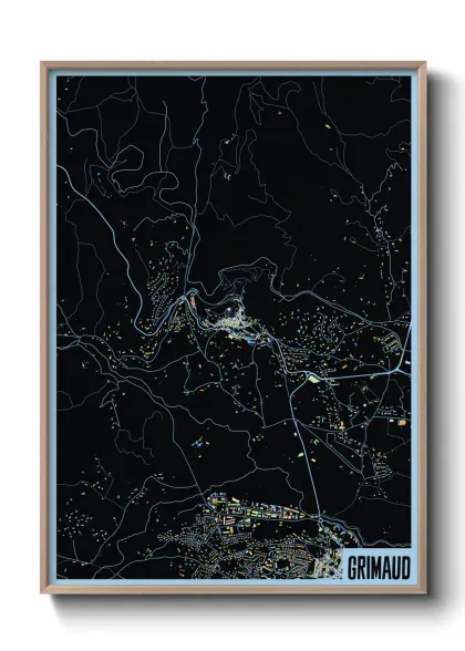 Une affiche de carte sur Grimaud