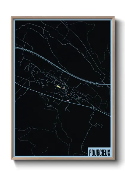 Une affiche de carte sur Pourcieux