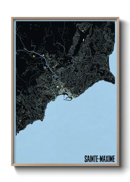 Une affiche de carte sur Sainte-Maxime