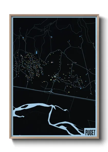 Une affiche de carte sur Puget