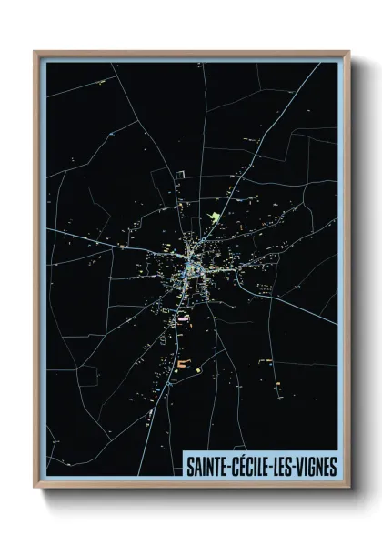 Une affiche de carte sur Sainte-Cécile-les-Vignes