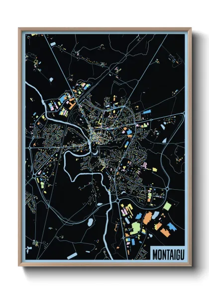Une affiche de carte sur Montaigu