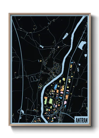 Une affiche de carte sur Antran