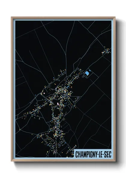 Une affiche de carte sur Champigny-le-Sec