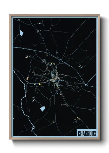 Une affiche de carte sur Charroux