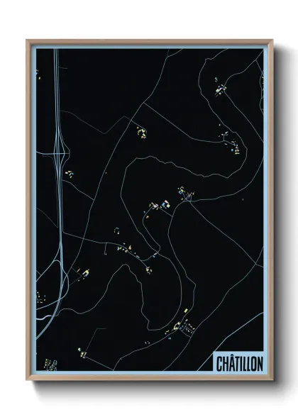 Une affiche de carte sur Châtillon