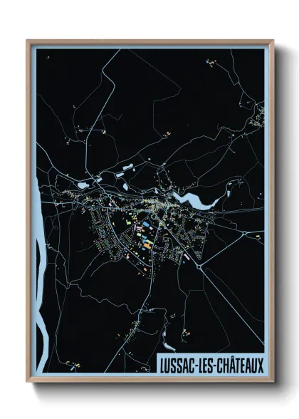 Une affiche de carte sur Lussac-les-Châteaux