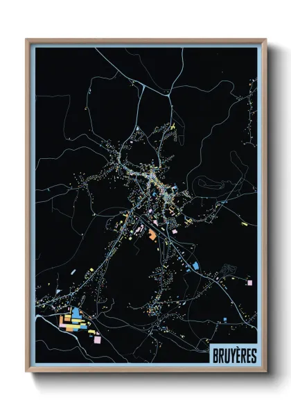 Une affiche de carte sur Bruyères