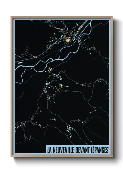 Une affiche de carte sur La Neuveville-devant-Lépanges