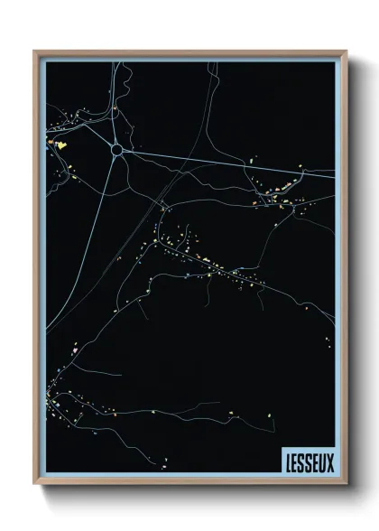 Une affiche de carte sur Lesseux